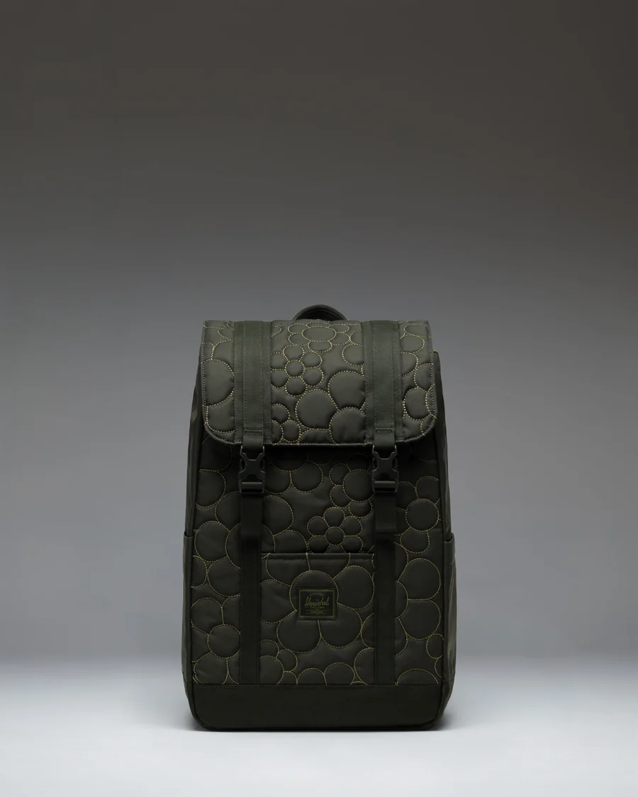 Olive Daisy Quilt Backpack in Olive green