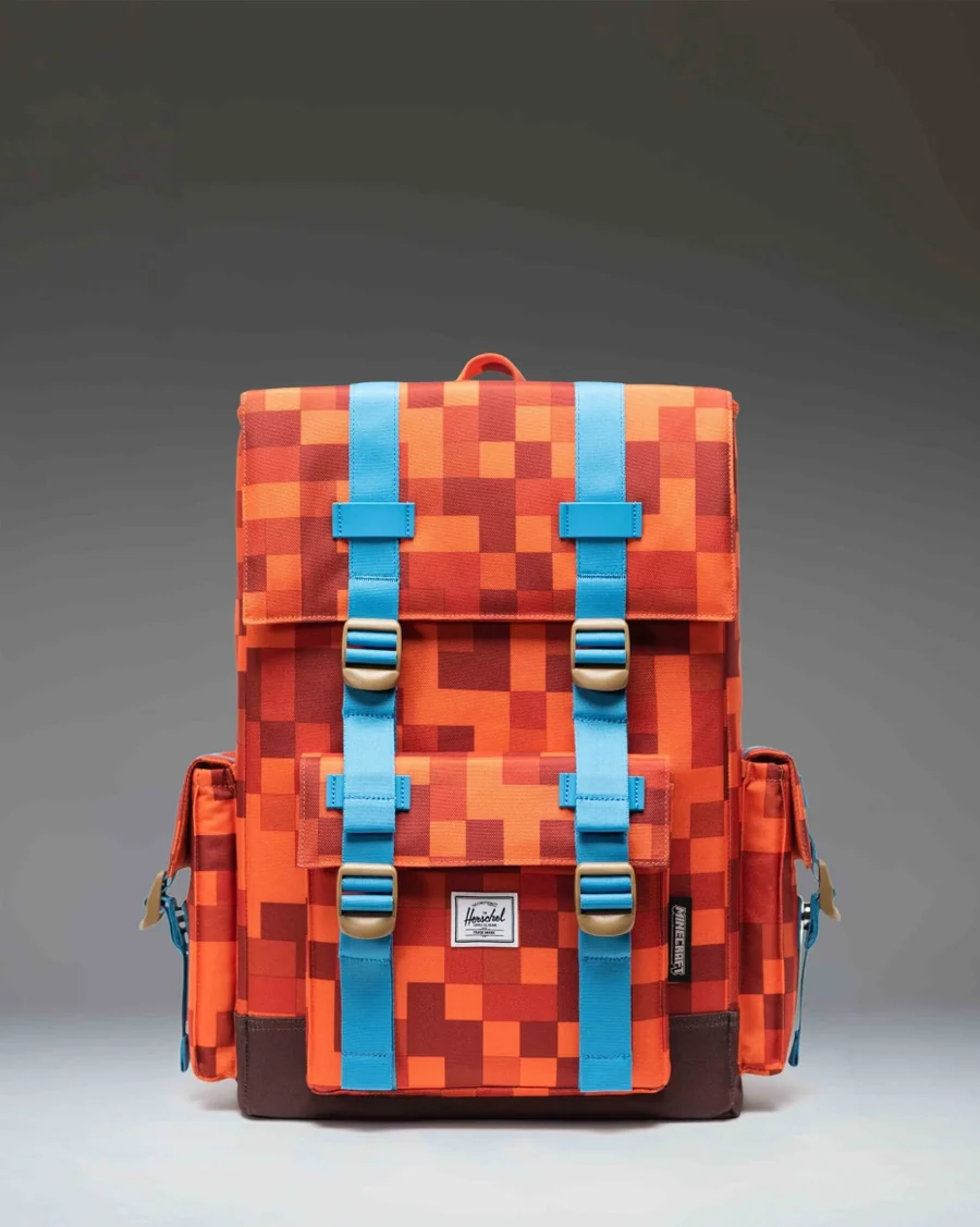 Lava Pixel Backpack in Orange / Blue