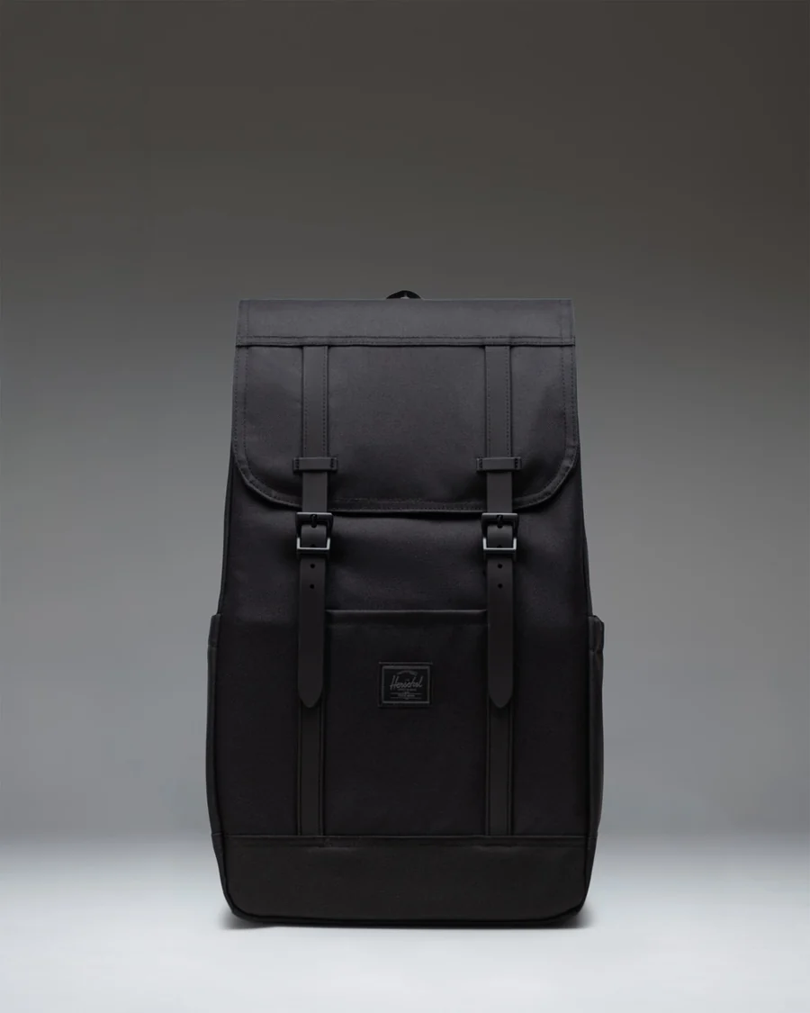 Black Flap Backpack in Black