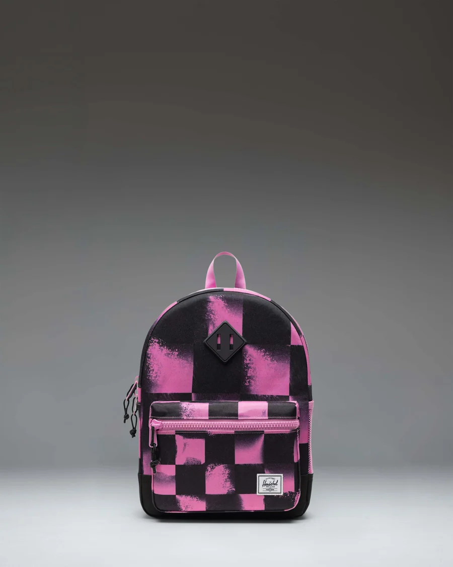 Magenta Check Backpack in Magenta / Black