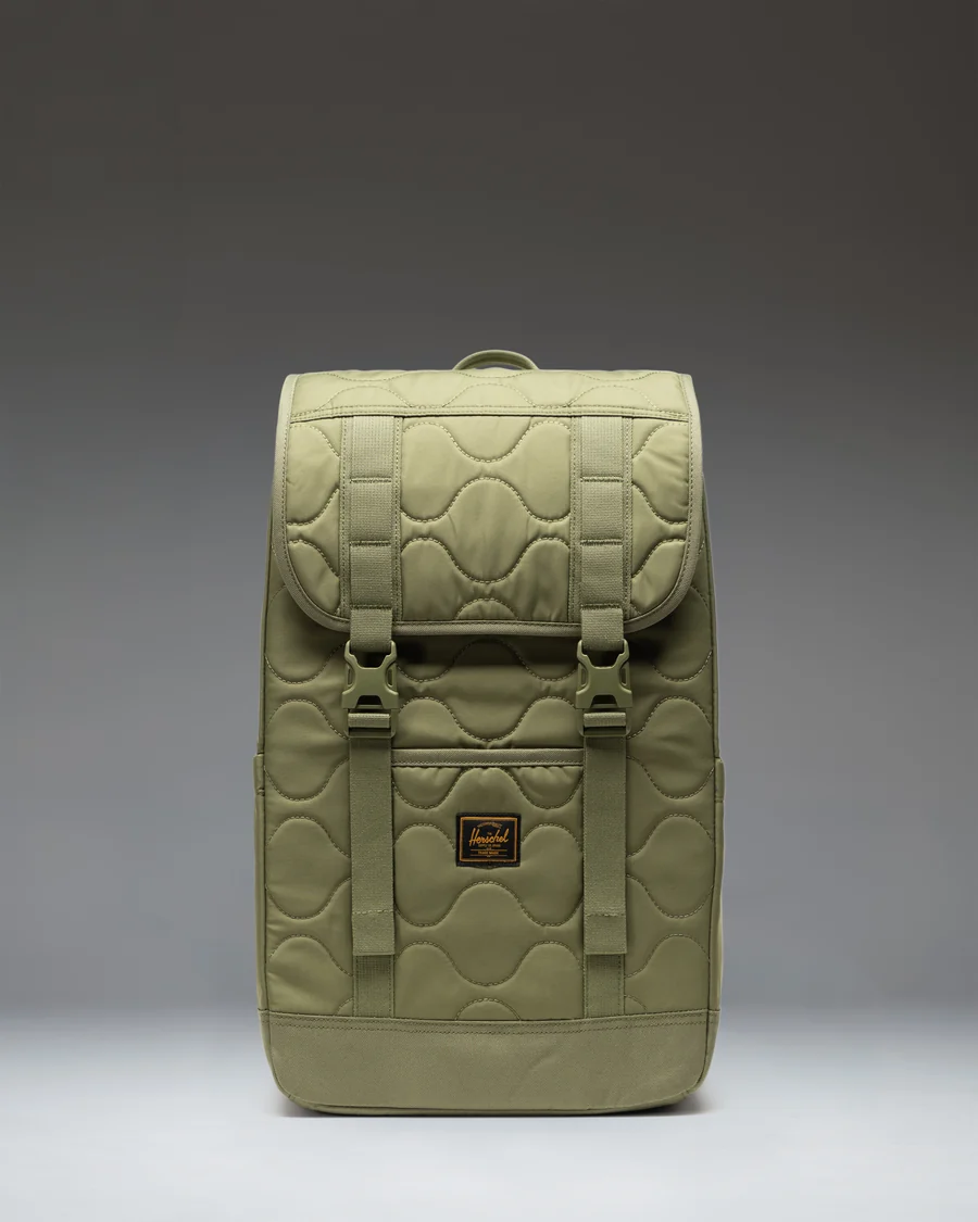 Olive Quilted Backpack in Olive green
