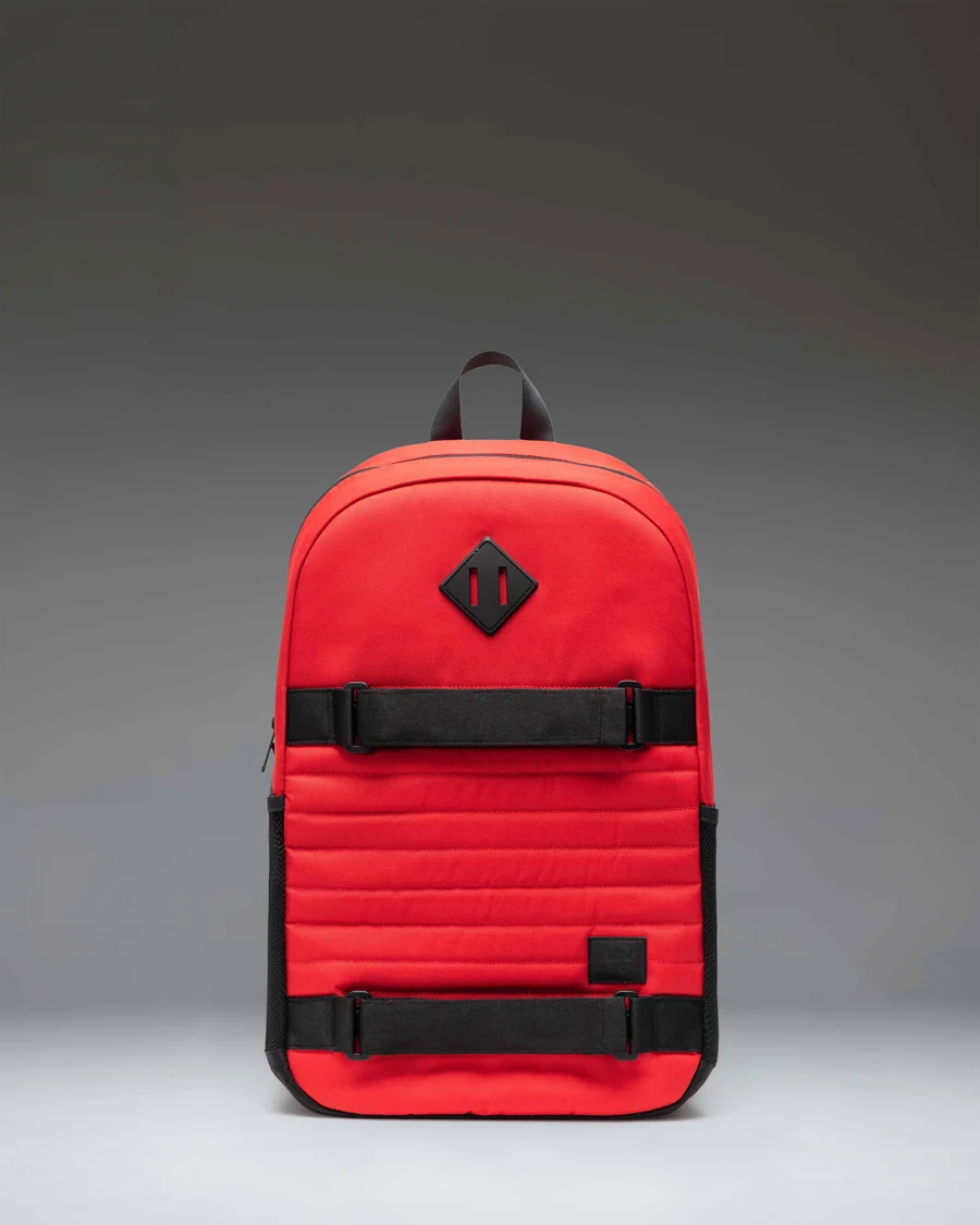 Red Quilted Backpack in Red / Black